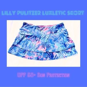 Lilly Pulitzer XL EUC UPF 50+ Luxletic Adlai Skort Saltwater Blue Shade Seekers
